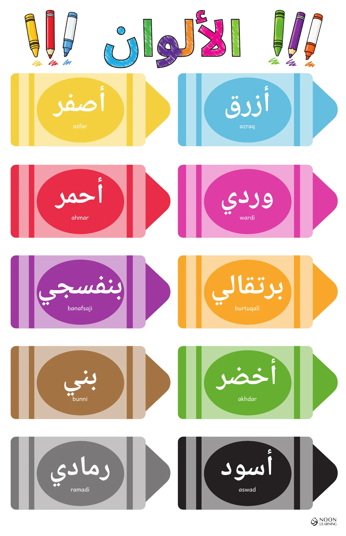 Colors Arabic educational poster